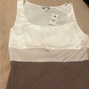 Express Women's White and Brown Top